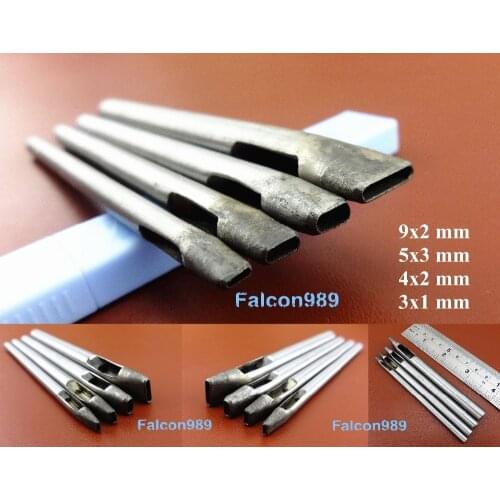 4pcs Leather Craft Watch Strap Belt Wallet Bag Gasket Luggage Hole Punch Tool Set Sewing Carving Stitching Stamping Knife Awl