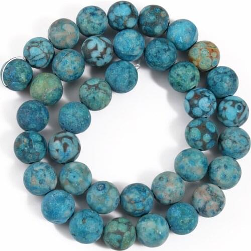 6 8 10mm Natural Stone Matte Blue Maifan Jaspers Round Loose Beads for Jewelry Making DIY Bracelet Minerals Beads 15 inches