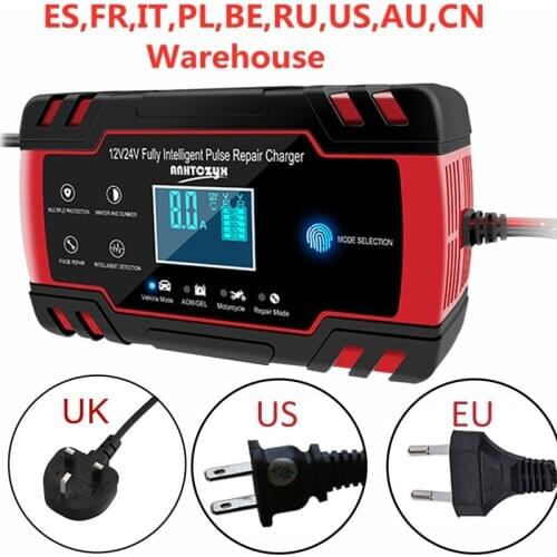 12V 8Amp/24V 4Amp Automotive Smart Battery Charger/Maintainer ,with LCD Display for Car, Truck, Motorcycle pulse repair charger