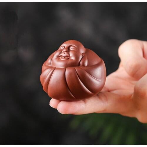 Purple Sand Tea Pet Ornaments Tea Play Tea Art Happy Buddha Longevity Male Star Can Raise Tea Set Accessories Home