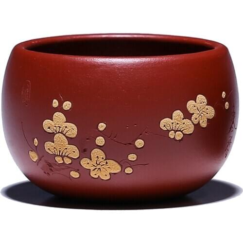 Dahongpao Tea Bowl Purple Sand Cups Hand-painted Plum Blossom Small Cold Shadow Master Drinkwear Suit For Gree Red
