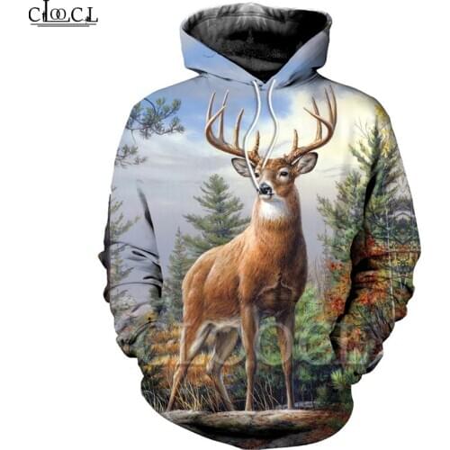 CLOOCL Drop Shipping 3D Print Animal Deer Hoodies Fashion Men Sweatshirt Zip Hoodie Unisex Casual Hoody Pullovers Streetwear