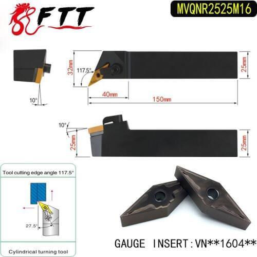 MVQNR2525M16 117.5 Degrees External Turning Tool Holder For VNMG160408 VNMG160404 Used on CNC Lathe Machine