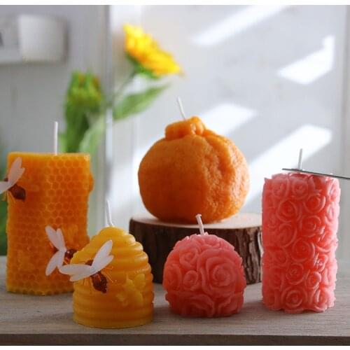 Diy Creative 3D Simulation Fruit Candle Silicone Mold Bee Nest Rose Ball Shape Aromatherapy candle mold