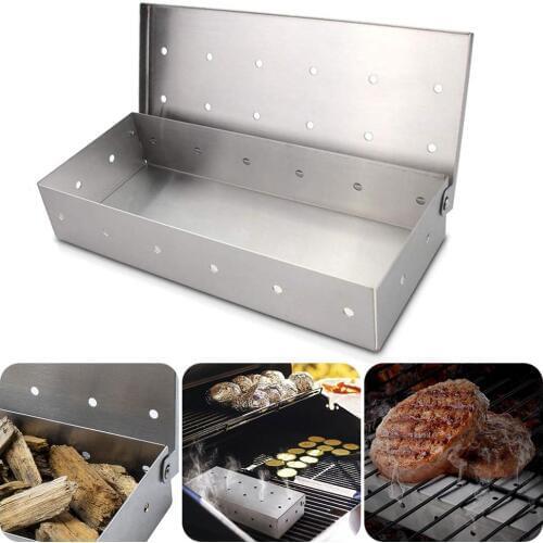Cold Smoke Generator BBQ Accessories Steel Barbecue Grill Cooking Tool Smoker Salmon Bacon Fish Mini Apple Wood Chip Smoking Box