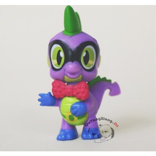 Action Figures 5cm Little Cute Horse Model Doll Anime Toys Super Spike The Dragon Red bow tie and Black eye Toys for Children