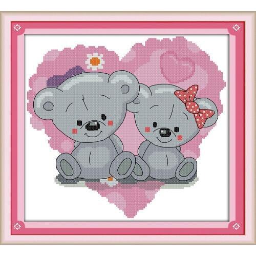 Everlasting Love The Frog Lovers Ecological Cotton Cross Stitch 11CT And 14CT Printed Christmas New Year