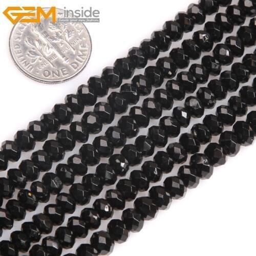 Gem-inside AAA Natural Faceted Heishi Rondelle Disc Spacer Beads Black Spinels Beads For Jewelry Making Strand 15'' DIY