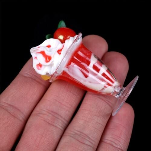 1pc Cute Dollhouse Miniature Drink Ice Cream Cups Set Model Pretend Play Mini Food Fit Play House Toy Doll Accessories