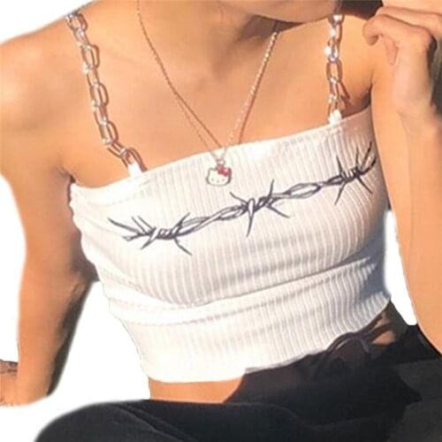 Sexy Women Crop Tops 2020 New Ladies Bandage Sleeveless Backless Chain Camis Tank Vest Female Summer Short Shirt Streetwear