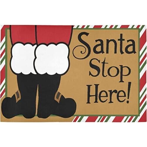 Doormat with Heavy-Duty rubber Backing - Santa Stop Here - Size: 18-Inches x 30-Inches - Pile Height: 6mm - Perfect Color