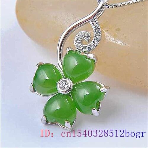 Jade Clover Pendant Gemstone Fashion Jewelry Natural Amulet Chinese Chalcedony Agate Necklace 925 Silver Gifts Charm Women