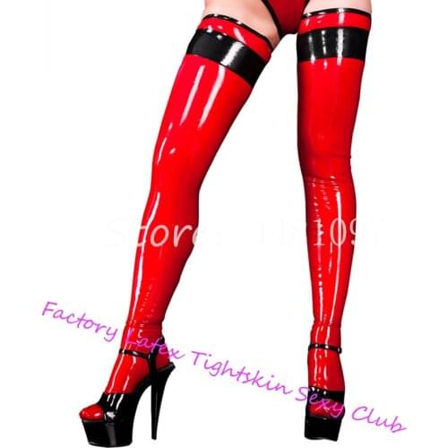 Nature Latex Stockings Sexy Red Latex Girls Long Stockings Tights Long Socks for Girls ladies stockings socks