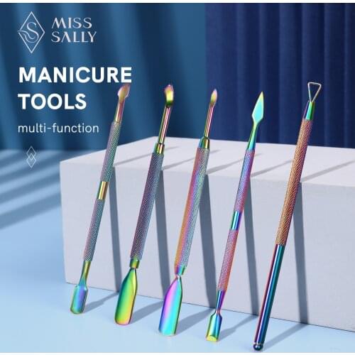 Miss Sally Cuticle Pusher 1pcs Double-ended Stainless Steel Dead Skin Remover Nail Art Manicure Cleaner Care Beauty Tool