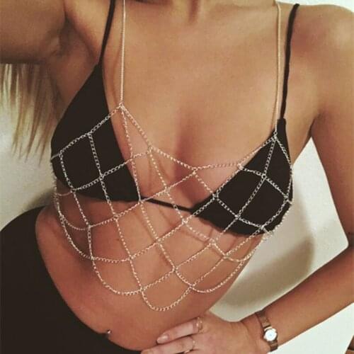 Fashionable new minimalist trend sexy beach hand geometrical mesh women body chain