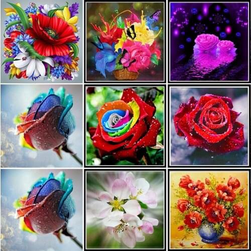 Diy 5DRose Diamond Painting Full Diamond Embroidery Wall Sticker Flower Mosaic Home Decoration Painting Handmade Gift