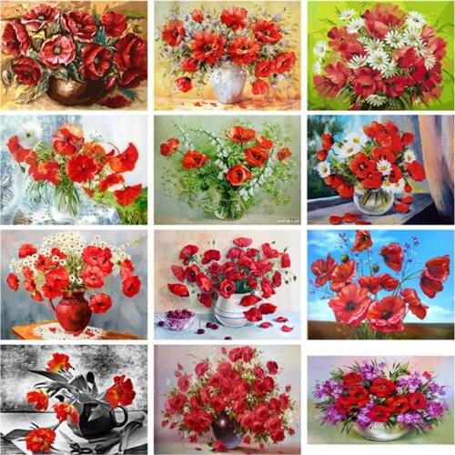 DIY Oil Painting By Numbers Kit flowers Pot Rose Vase Painting On Canvas Home Decoration Home Wall Art Picture Artwork 40x50cm