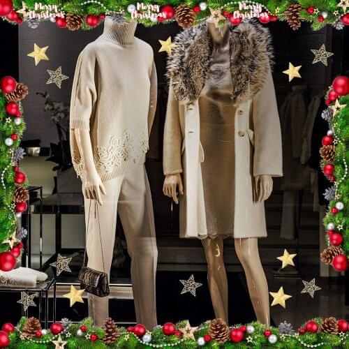 CRNT0084 window sticker Christmas 100% decoration for window shopping stores, without glue, repositionable and reusable at will