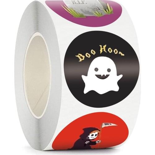 50-500pcs Halloween Theme Seal Labels Stickers 8 Designs Cartoon Reward Sticker For Kids Toys Gift Wrapping Stationery decor