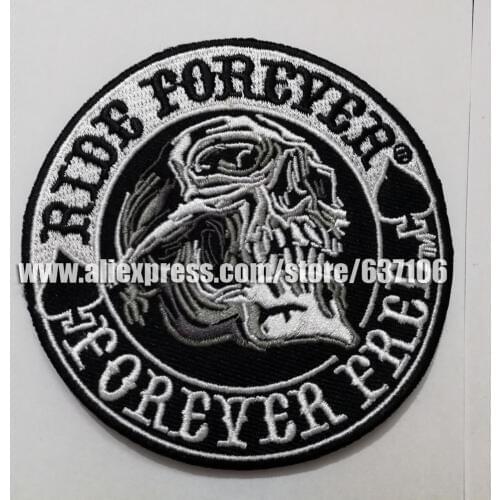 Custom Ride Forever Patches badge for sons of the Skull Outlaw Anarchy EMBROIDERED Biker Patches of hook and loop rider sticker