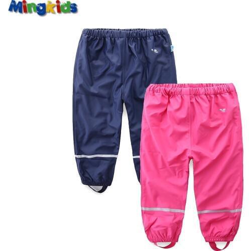 New 2021 Export Europe 10,000mm waterproof Kids Waterproof Rain Pants Autumn Spring Trousers PU Outdoor Pants Windproof