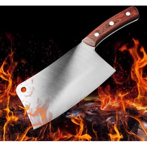Chopping Bone Knife Cleaver Butcher Knife Chopping Knife Filleting Slicing Broad Solid Wood Handle Chopper Knife Chinese Knife
