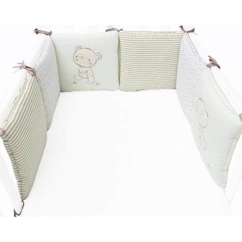 New 6PCS Baby Crib Liner Classic Fold Breathable Crib Bumpers Anti-Bumper Crib Side Liner Anti-Bumper Protector Pillows Bedding