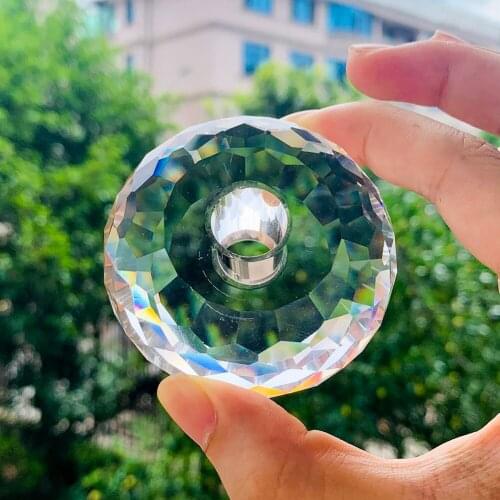 Clear Perforated Honeycomb Surface Crystal Prism Chandelier Suncatcher DIY Wedding Props Hotel Ceiling Decor Lighting Accessory