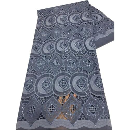 SJ Lace Milk Silk Embroidered African Guipure Lace Fabeic With Sequins French Lace Fabric Nigeria Mesh Cord Lace Fabric x3-17