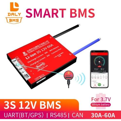 Smart BMS 3S 12V 30A 40A 60A Bluetooth 485 To USB Device NTC UART Software Togther Lion LiFepo4 Battery Protection Board BMS