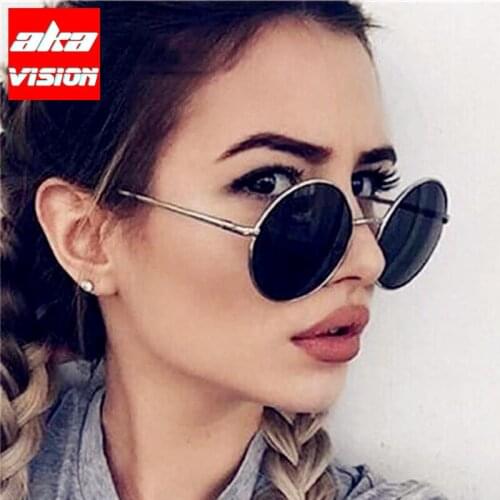 AKA VISION Fashion Round Frame Vintage Sunglasses Small Face Women/Men Glasses Candy-colored Ocean Shopping Lunette De Soleil