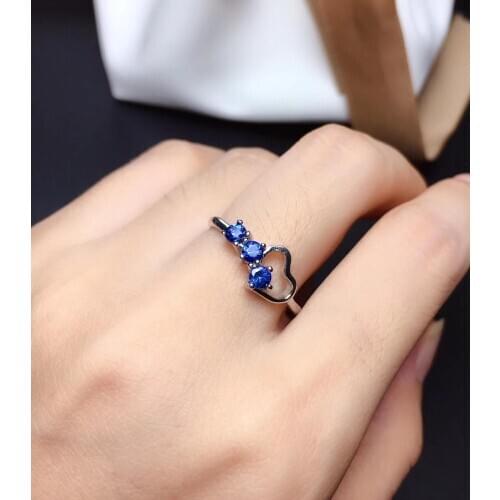 Natural and Real Blue sapphire ring Wedding Ring 925 sterling silver Fine handworked jewelry Finger rings