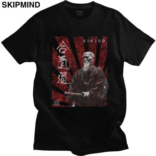 Stylish Japan Aikido Morihei Sensei Ueshiba T Shirt Mens Short Sleeves Summer Martial Arts T-Shirt 100% Cotton Tee Clothing
