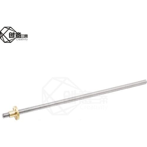 T8 Lead Screw OD 8mm Pitch 2mm Lead 2mm 100mm 150mm 200mm 250mm 300mm 330mm 350mm 400mm 500mm with Brass Nut for Reprap 3D Print
