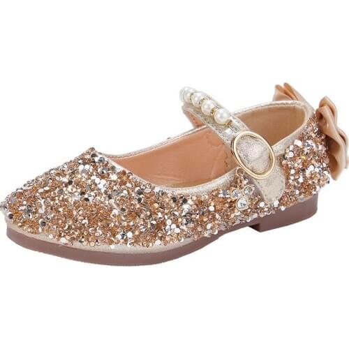 3-12 Year 2020 New Kids Girls Shoes Princess School Shoes For Party And Wedding Fashion Sequins Bow-Knot Children Leather Shoes