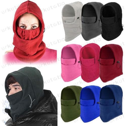 Unisex Women Men Polar Fleece Hood Hat Casual Beanie Ski Snow Cap Snood Scarf Warmer Thermal Winter Cold resistance