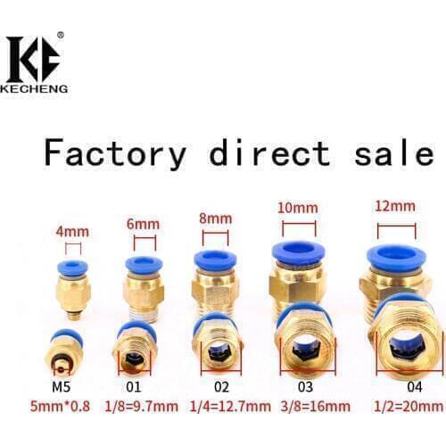 Air Pneumatic 10mm 8mm 12mm 6mm 4mm Hose Tube 1/4"BSP 1/2" 1/8" 3/8" Male Thread Air Pipe Connector Quick Coupling Brass Fitting