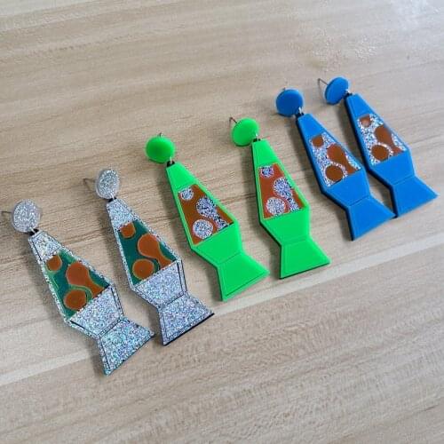 2021 New Fashion Lava Lamp Long Acrylic Drop Earrings For Women Exaggerated Geometric Glitter Dangle Earrings Statement Jewelry