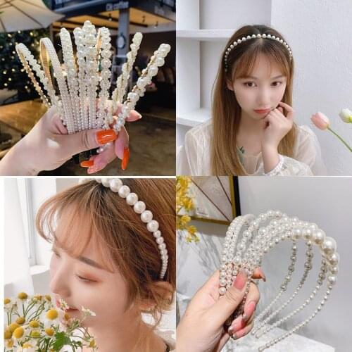 1pc Women Elegant Pearls Simple Hairbands Sweet Headband Hair Hoops Holder Ornament Head Band Lady Fashion Hair Accessories