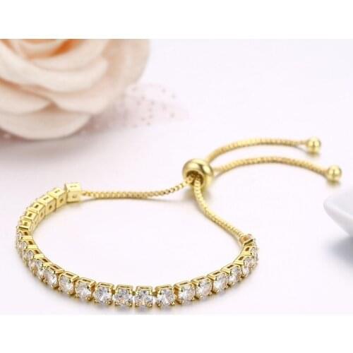 4mm CZ Chain Gold Color Tennis Bracelets For Women Girls Jewelry Charm Adjustable Bracelete Femme Pulseras Bracciali Bileklik