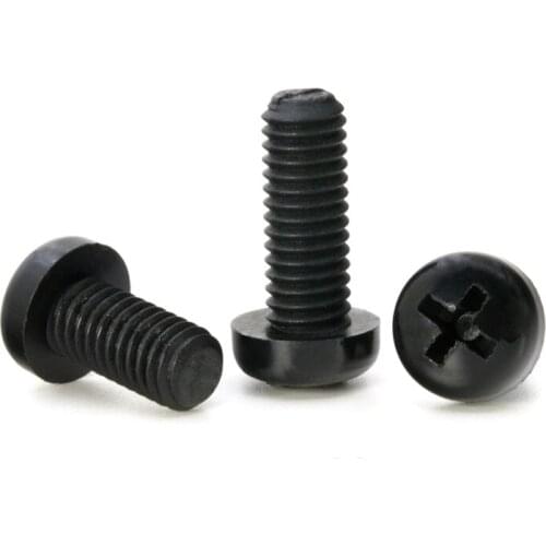 100pcs/lot M2/M2.5/M3/M4/M5 Plastic white pan head Phillips screws Black nylon Round head nylon screw half round head screws
