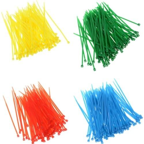100pcs New Design Network Nylon Plastic Cable Wire Organiser Zip Tie Cord Strap 7 Colors Wholesale 3x100mm