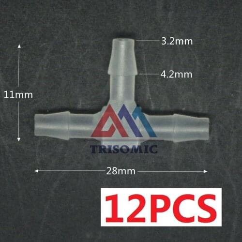 12 pieces 3.2mm T tpye equant Connector Equal Tube Joiner Material PP Plastic Fitting Fish Tank Airline Aquarium