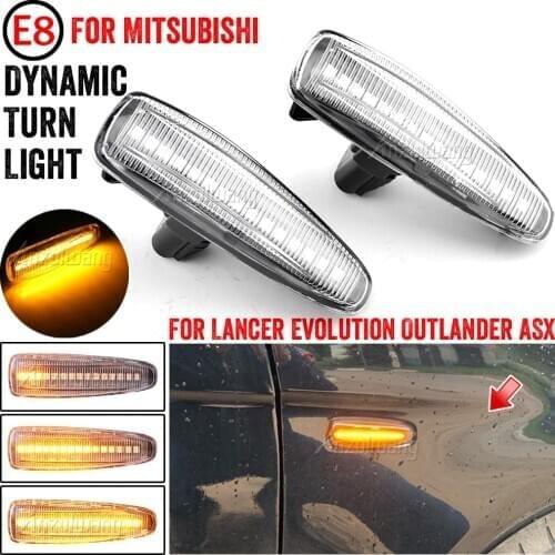 2 pieces Amber Dynamic LED Fender Side Marker Turn Signal Lights For Mistubishi Outlander Sport Mirage Sport Lancer Evolution X