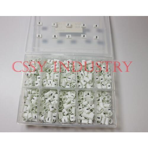 250pcs/box 8.0mm2 -10.0mm2 10 different number white color 0-9 cable marker set