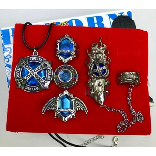 5pcs/set Cartoon Katekyo Hitman Reborn Vongola Revolving metal finger ring cosplay ring Jewelry fashion Accessories