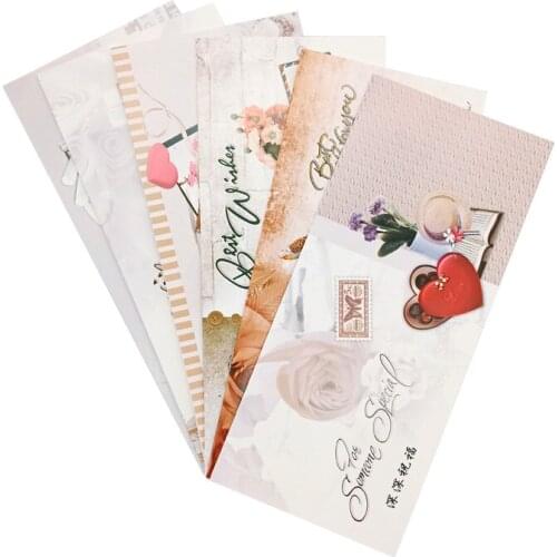 50packs/lot Deeply blessed Flowers Folded with envelope Greeting Card Christmas New Year Card Birthday Gift 21.5*9.5CM
