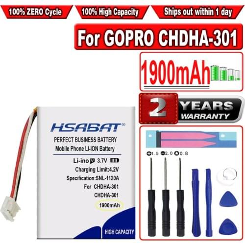 HSABAT 1900mAh Battery for GOPRO CHDHA-301 Hero + HWBL1 Plus PR-062334