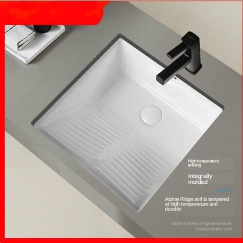 Balcony Embedded Platform Laundry Basin Ceramic Basin with Washboard Laundry Tub Laundry Deep Sink Small Single Basin