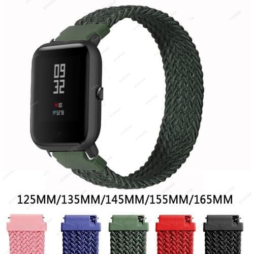 20/22mm Nylon Elastic Strap For Amazfit GTS 2 Bip S U Lite Band GTR 42mm 47mm Solo Loop Pace Stratos 3 Bracelet Watch Accessory
